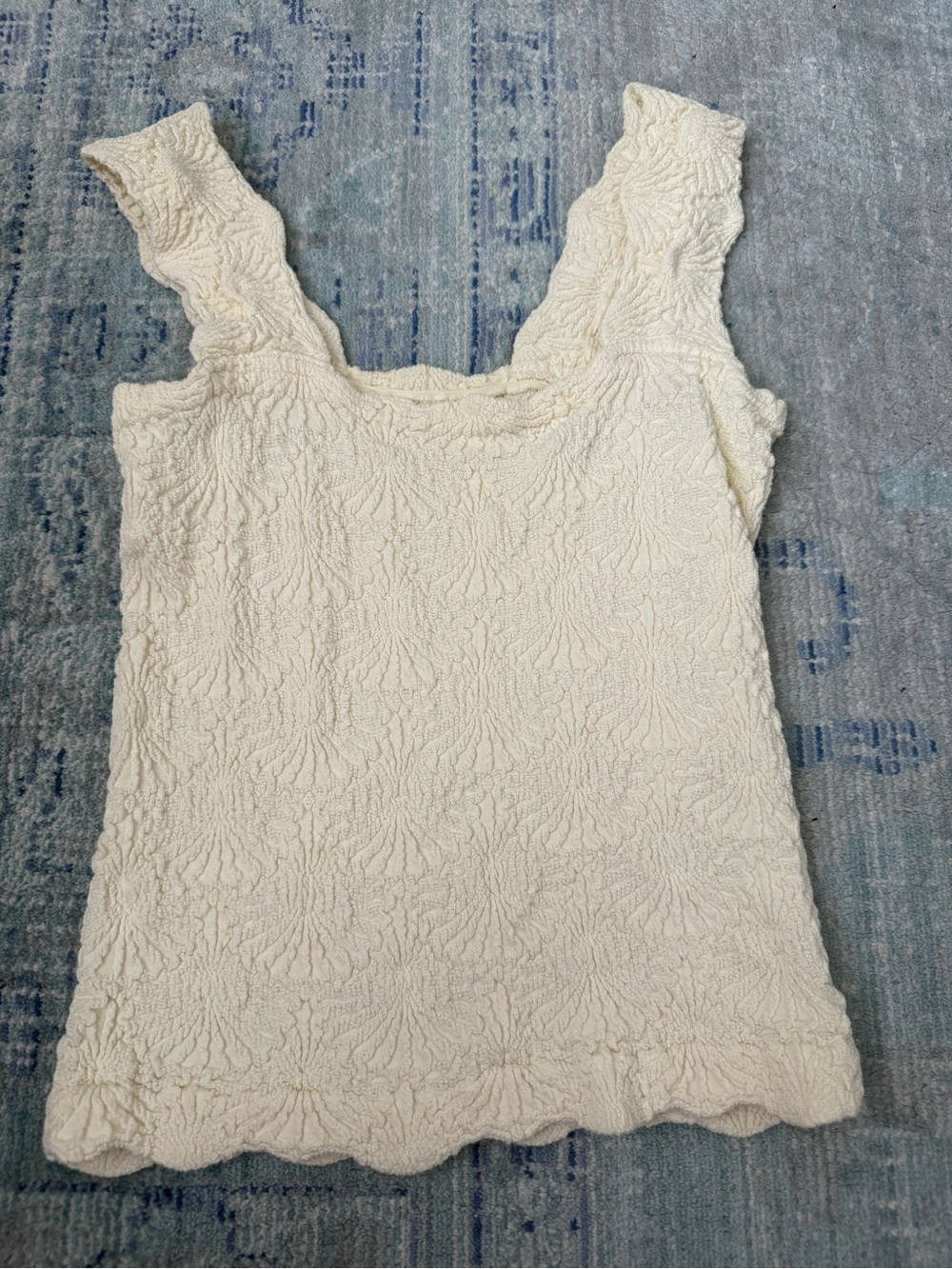 Free People Cream Textured Tank Top